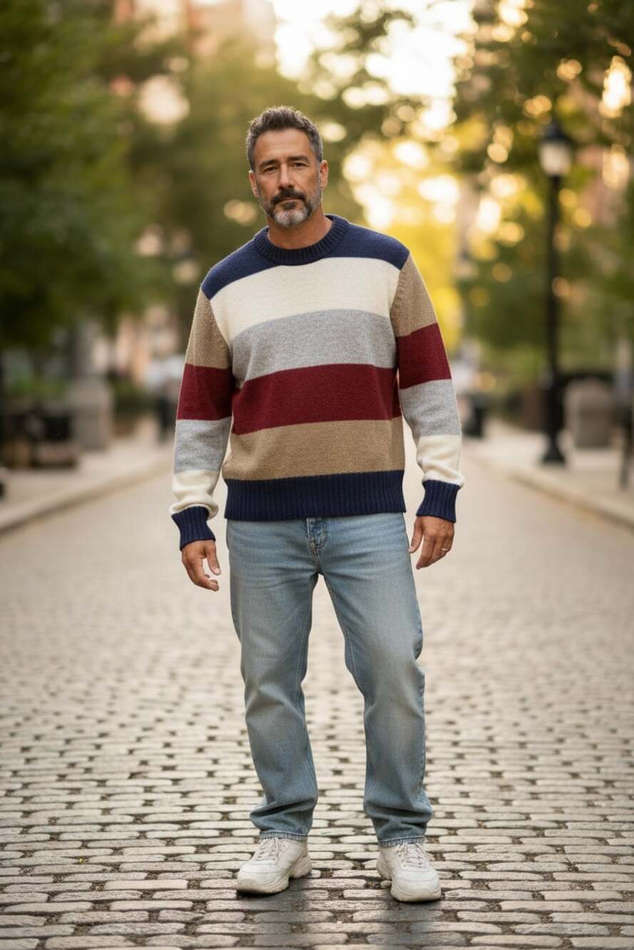 Vintage Woodward & Lothrop 100% Wool Striped Sweater Men’s L Crewneck USA